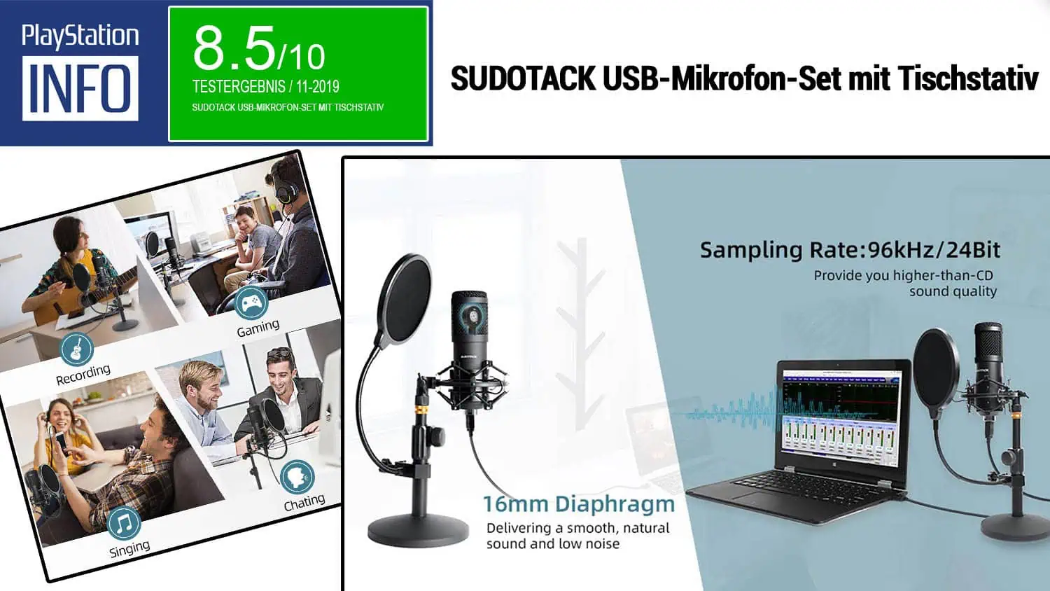 SUDOTACK USB-Mikrofon-Set mit Tischstativ - Das Komplettset angetestet